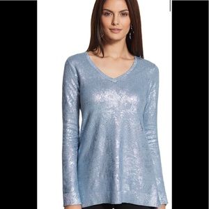 Silver blue foil sweater.